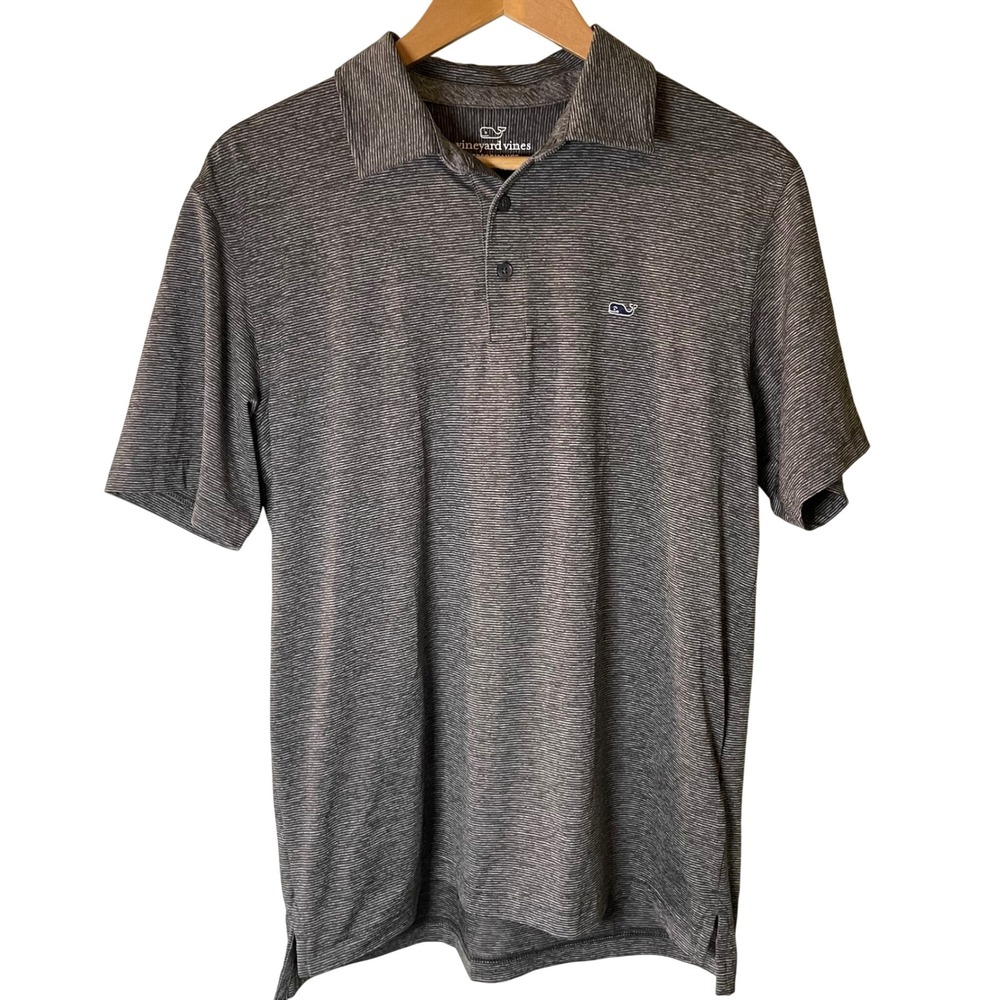 Vineyard Vines Mens Performance Polo Shirt Destin Stripe Sankaty Small Brown